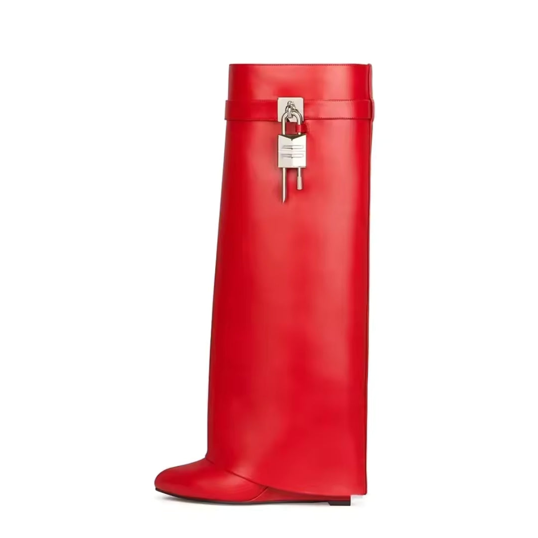 Bottes Gothiques à Talon Compensé Replié – Style Audacieux, Confiance Élevée