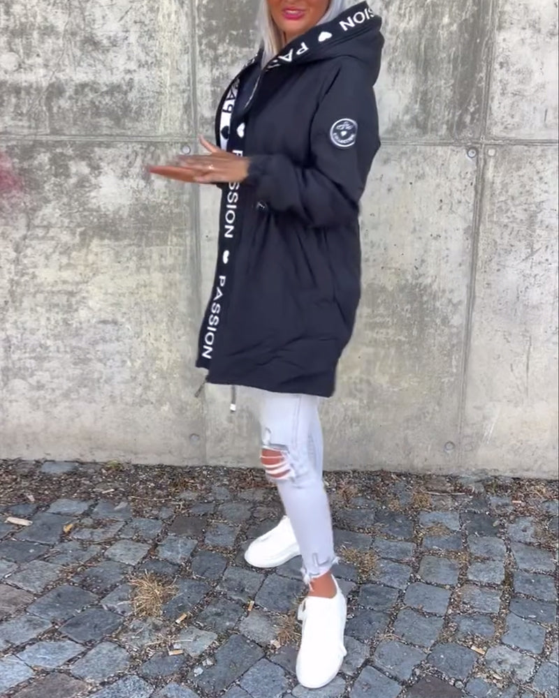 Sophia | Casual Letterprint Hoodie Jacket