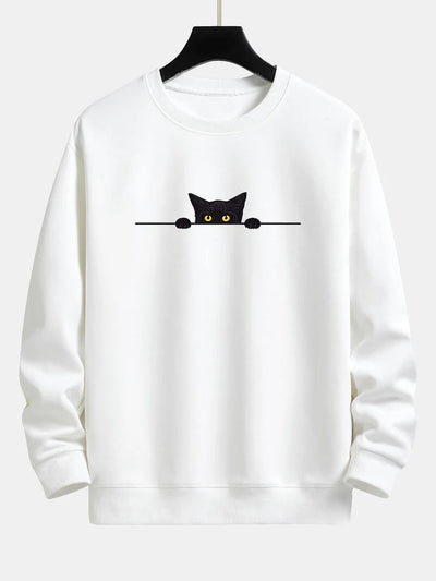 Sweatshirt Relax Fit à Imprimé Chat Noir